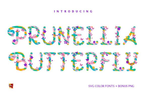 Prunellia Butterfly: A Colorful Display Font for Joyful Design
